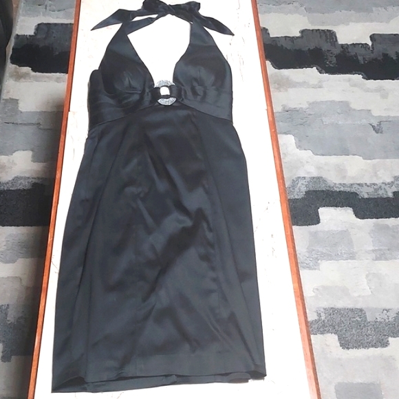 Vintage,Cache- Size 2, Black Haulter Streach Silk Midi . - Picture 2 of 9